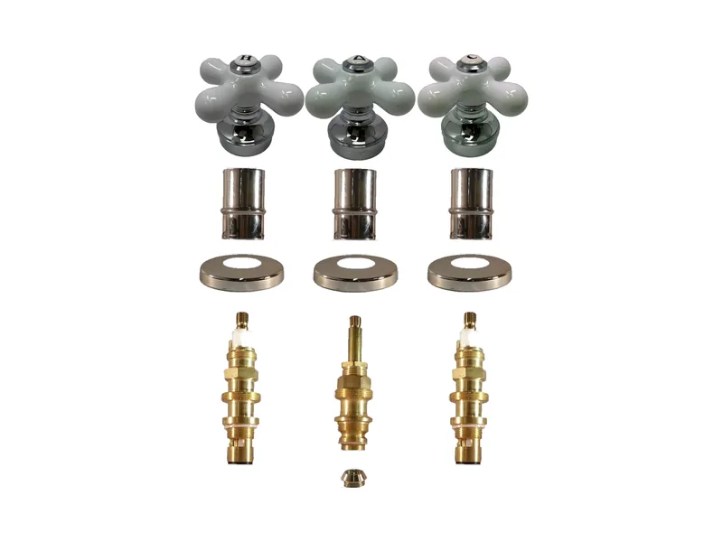 3-Valve Rebuild Kit for Pfister, Porcelain Cross Handles with 405411 Stems