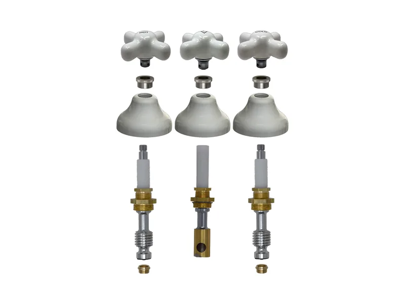 3-Valve Rebuild Kit for Empire Brass, Porcelain Cross Handles