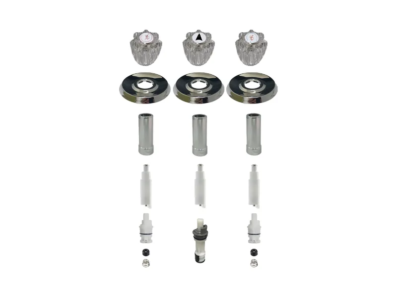 3-Valve Rebuild Kit for Delta, Acrylic Handles with DE10424 Stems