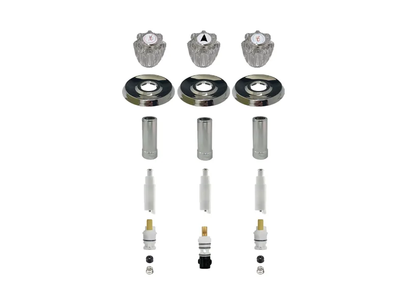 3-Valve Rebuild Kit for Delta, Acrylic Handles with DE10421 Stems