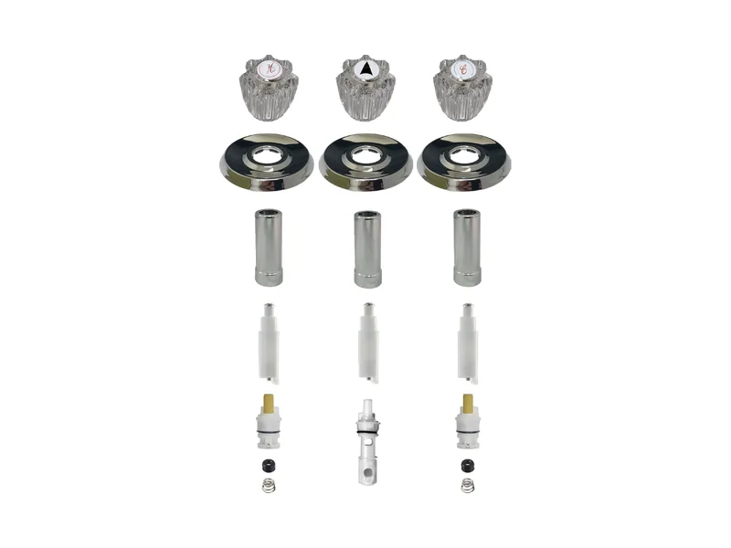 3-Valve Rebuild Kit for Delta, Acrylic Handles with DE10423 Stems (DE193)