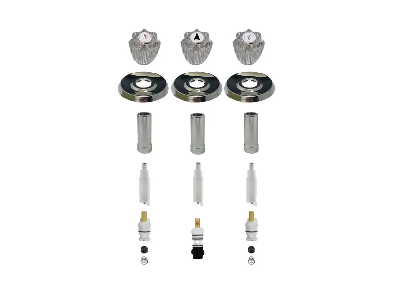 3-Valve Rebuild Kit for Delta, Acrylic Handles with DE10423 Stems (DE483)