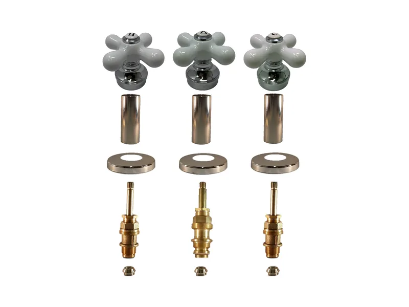 3-Valve Rebuild Kit for Pfister, Porcelain Cross Handles with 405101 Stems