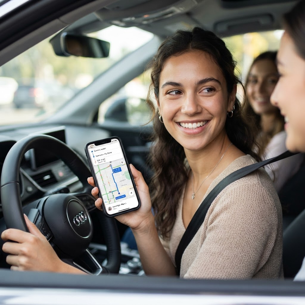 Conducteur utilisant l'application GoTrajet