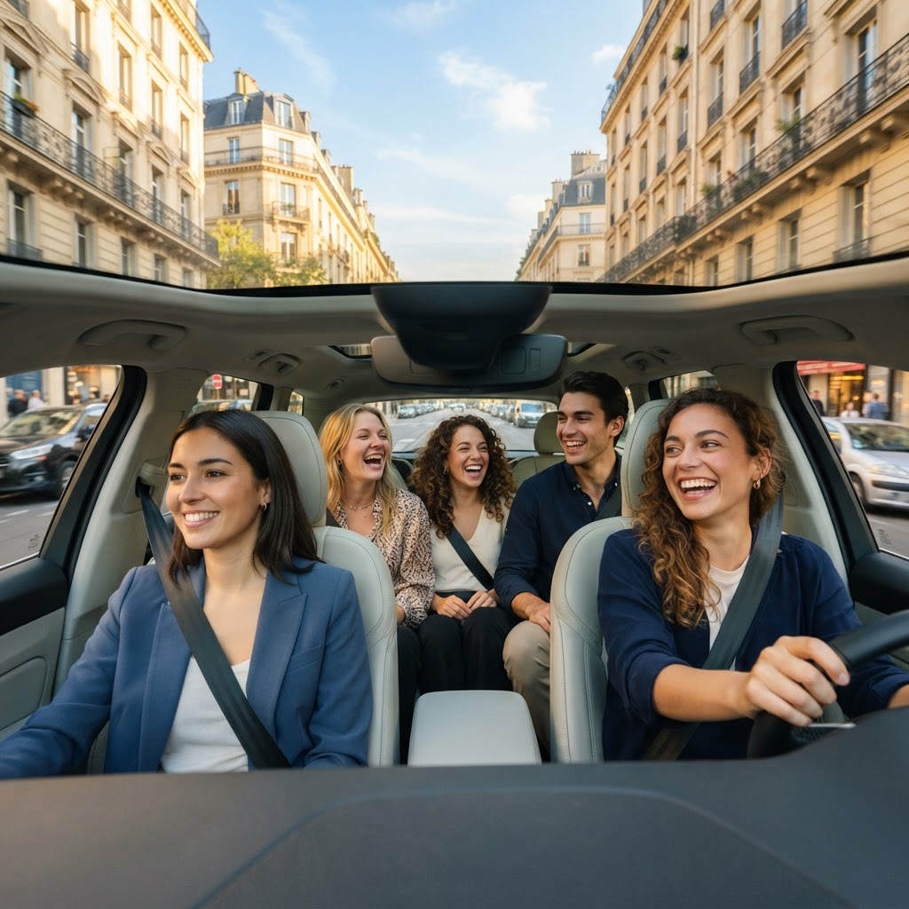 Passagers covoiturant dans une voiture