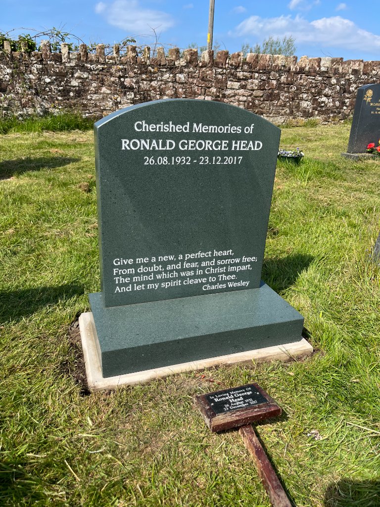 Green granite memorial - Ronald George Head