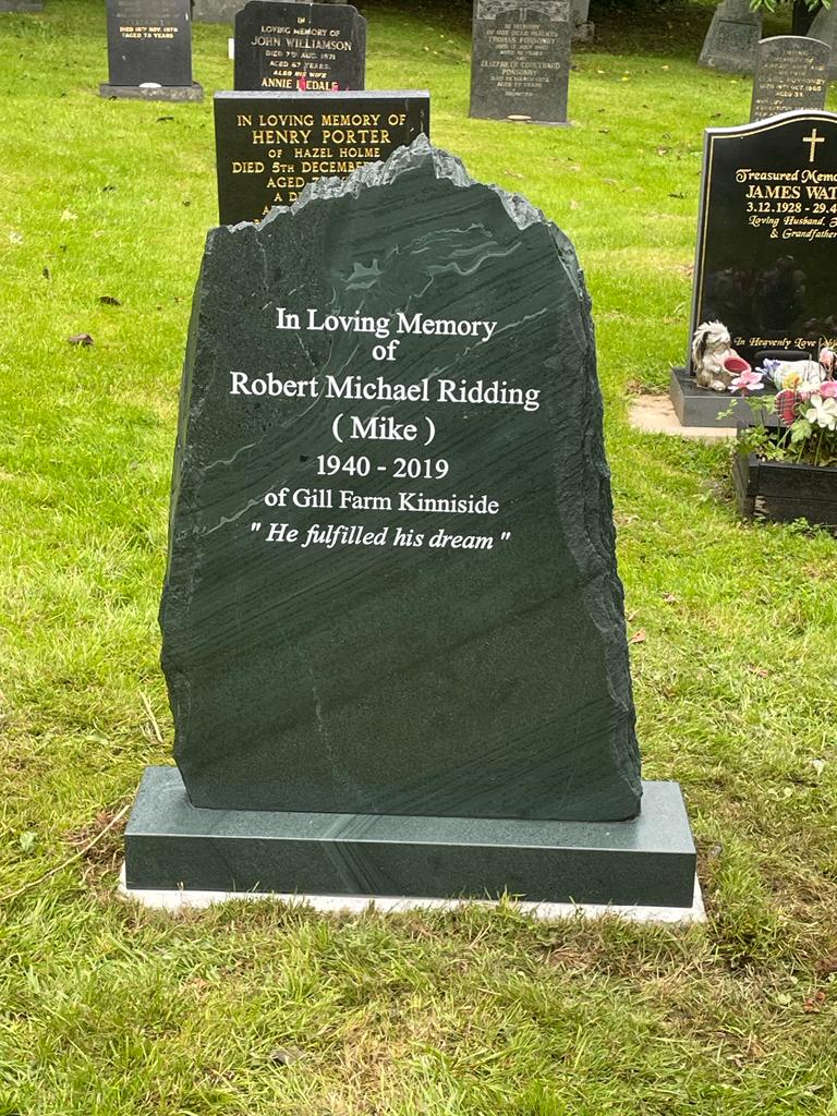 Conistone slate memorial - Robert Michael Ridding