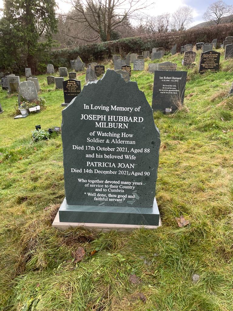 Conistone slate memorial - Joseph Hubbard Milburn
