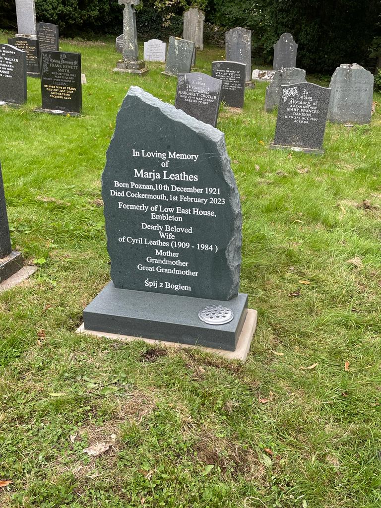 Conistone slate memorial - Marja Leathes