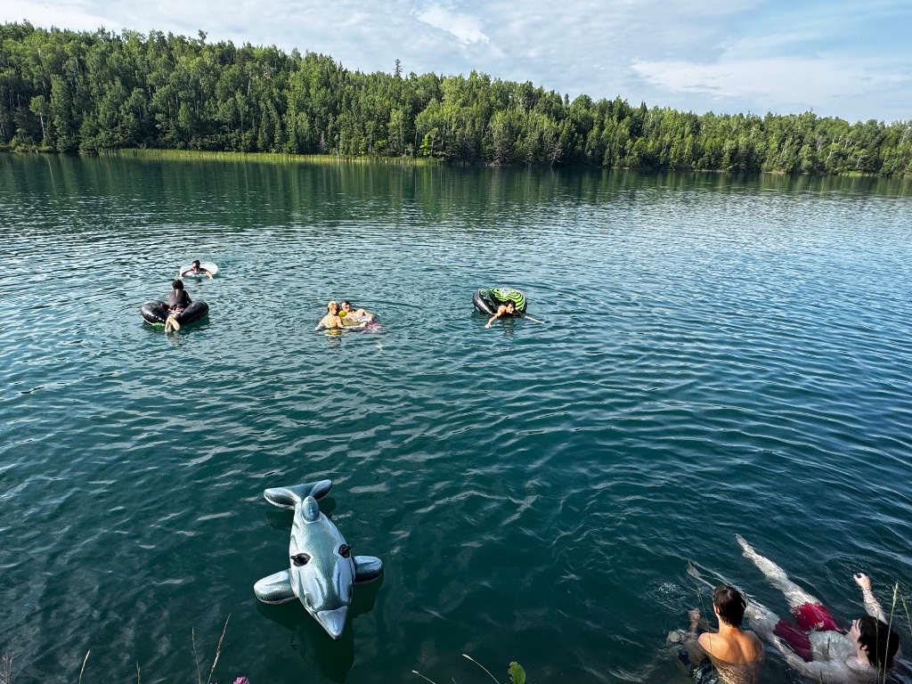 Tube float day on the lake