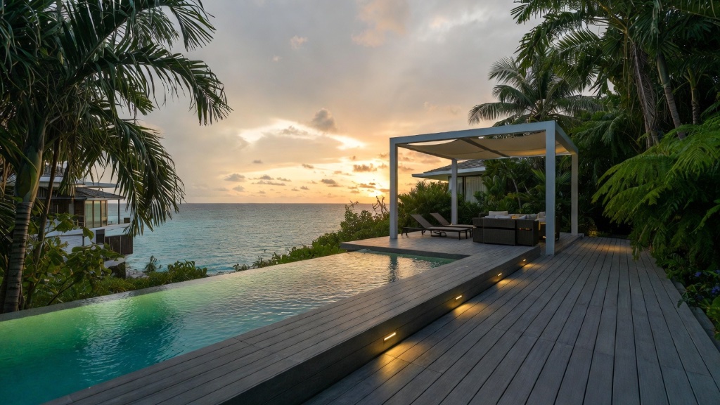 Conseils & inspirations terrasses aluminium — GT MAT Caraïbes Terrasse aluminium bord de mer coucher de soleil Antilles — GT MAT