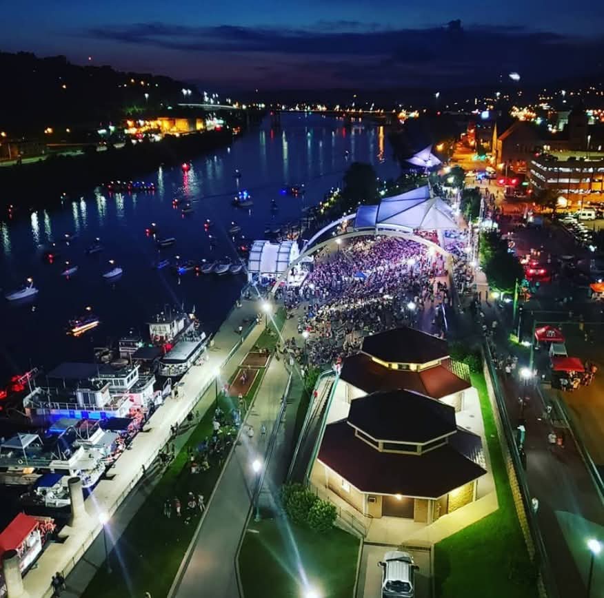 Live on the Levee aerial view — Haddad Riverfront Park, Charleston WV