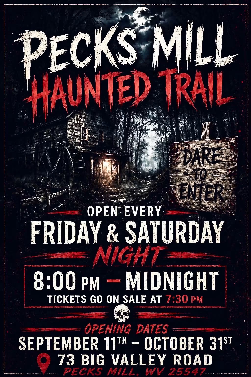 Pecks Mill Haunted Trail flyer