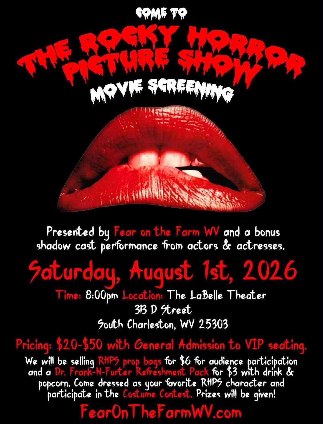Rocky Horror Picture Show movie screening flyer
