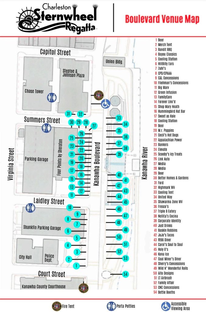 Charleston Sternwheel Regatta Boulevard Venue Map