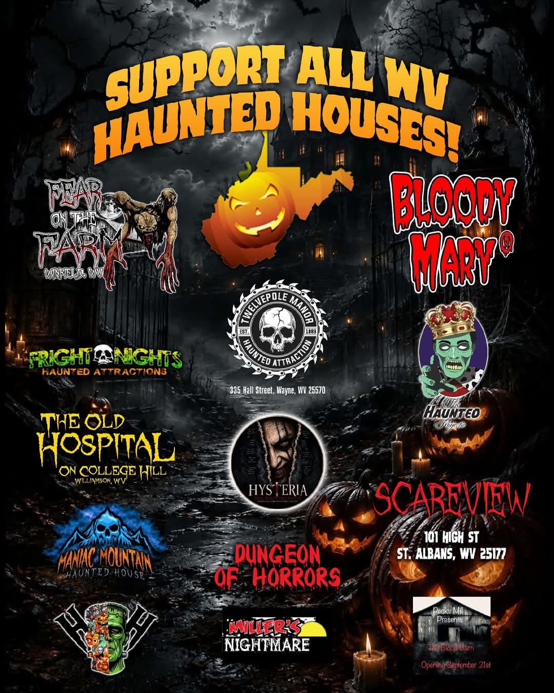 2026 Haunted Houses & Scare Trails in West Virginia and the Tri-State