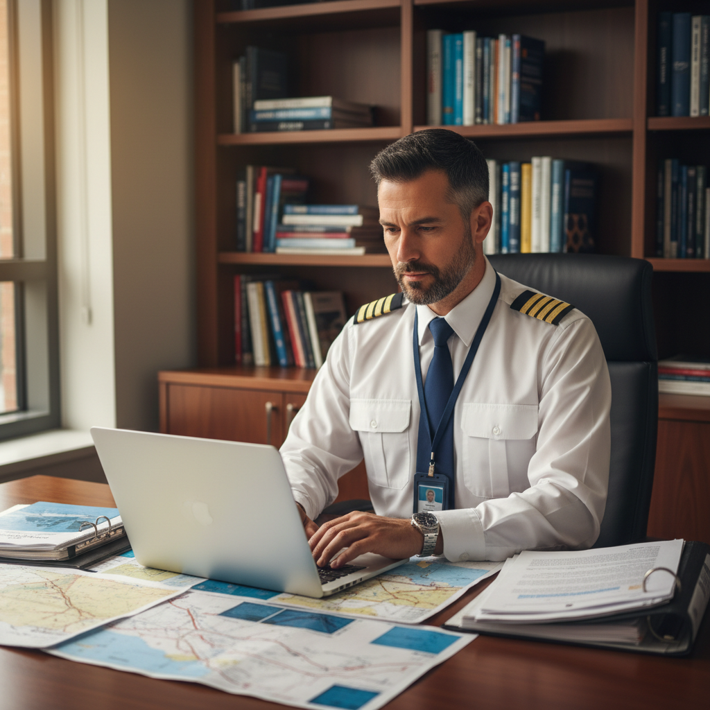 Pilot studying for command upgrade