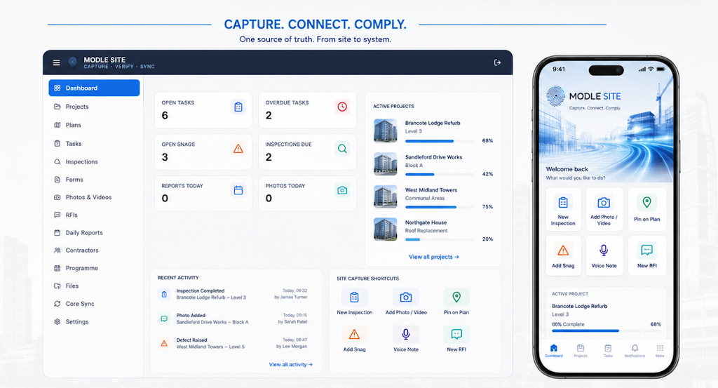 Modle Site desktop and mobile dashboard