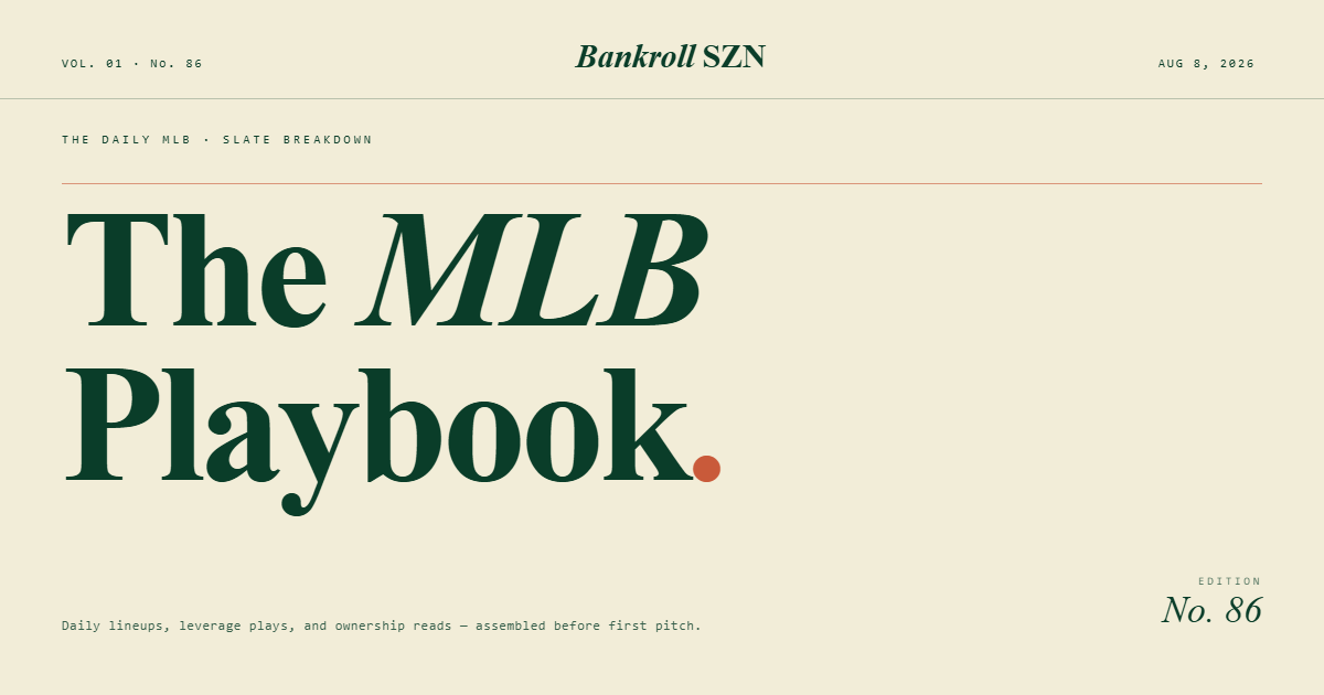 8/08/2026 MLB DFS Playbook