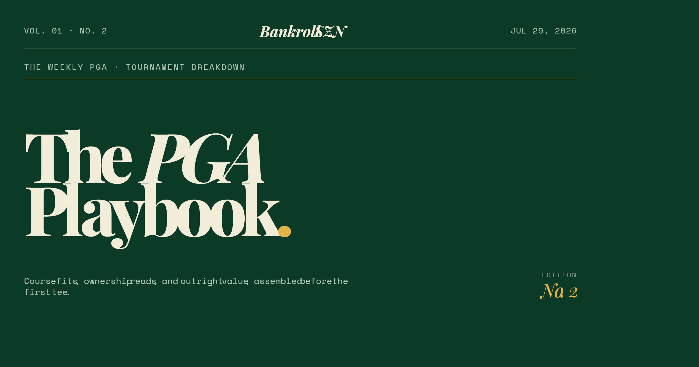 7/30/2026 PGA DFS Playbook