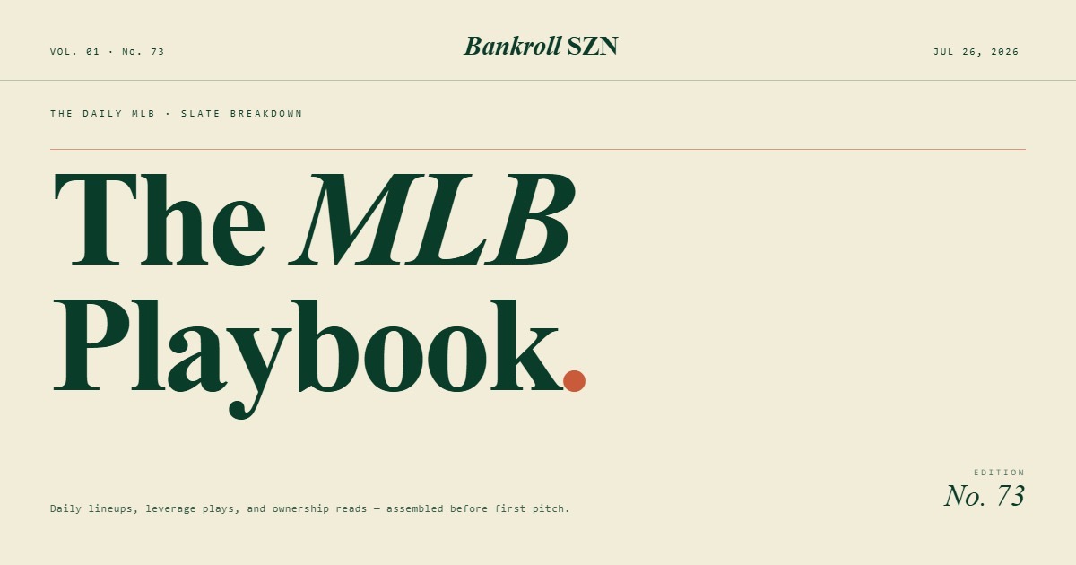 7/26/2026 MLB DFS Playbook