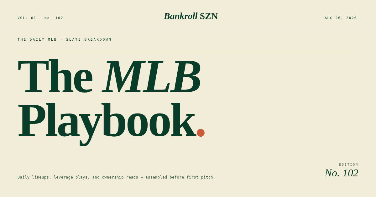 8/26/2026 MLB DFS Playbook