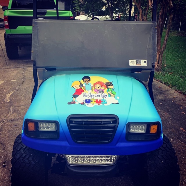 Blue Skies Over Autism Golf Cart Wrap