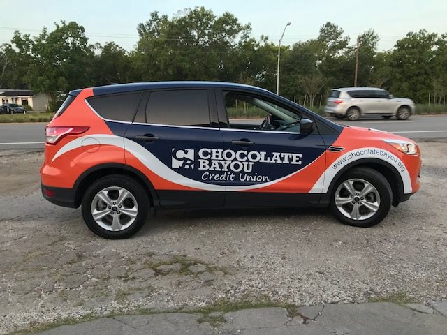 Chocolate Bayou Credit Union Car Wrap
