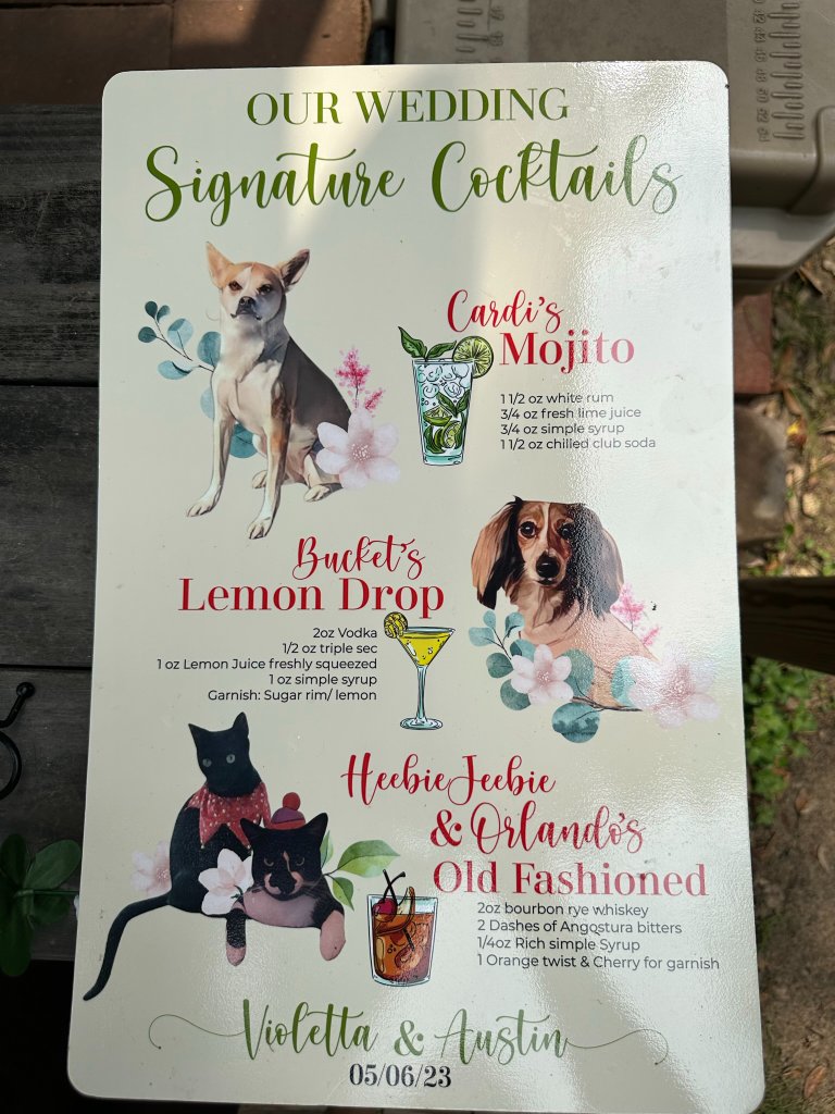 Wedding Signature Cocktails Custom Sign