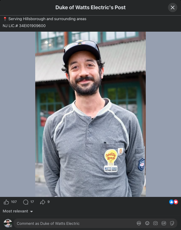 Duke of Watts Electric, Real Facebook Group Post