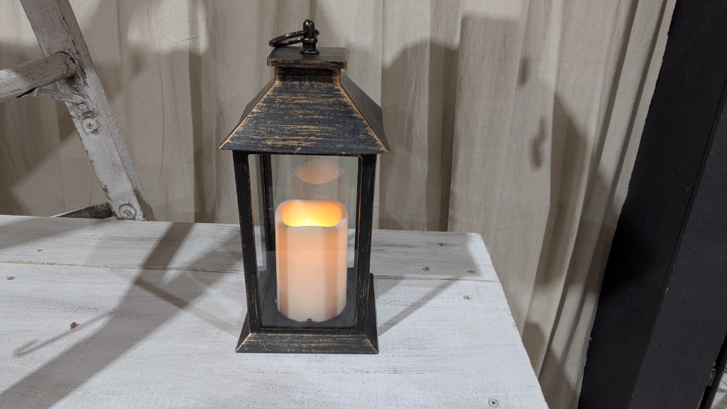 Rustic Lantern with LED Candle