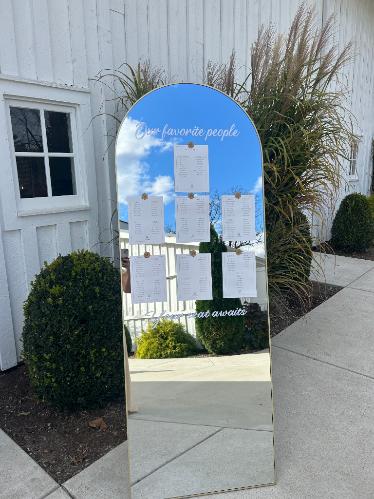 Arched Gold Mirror with Script