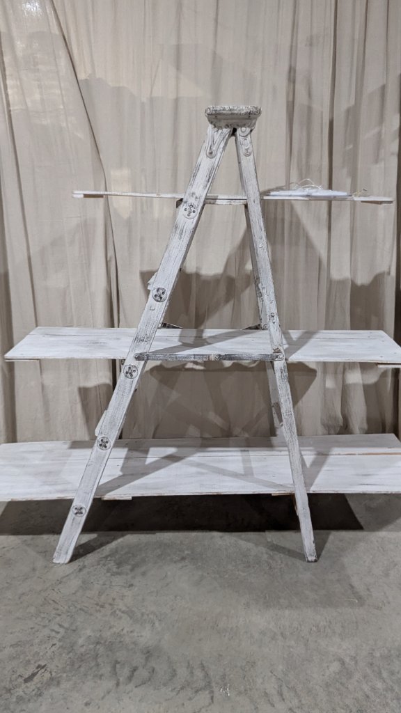 White Distressed A-Frame Ladder Display