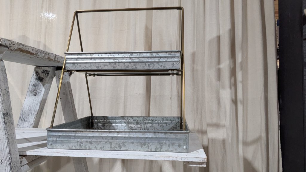 2-Tier Galvanized Metal Rectangular Server