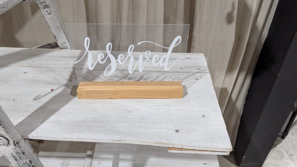 Acrylic "Reserved" Sign with Wood Stand