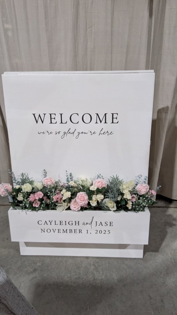 Floral Welcome Sign with Easel