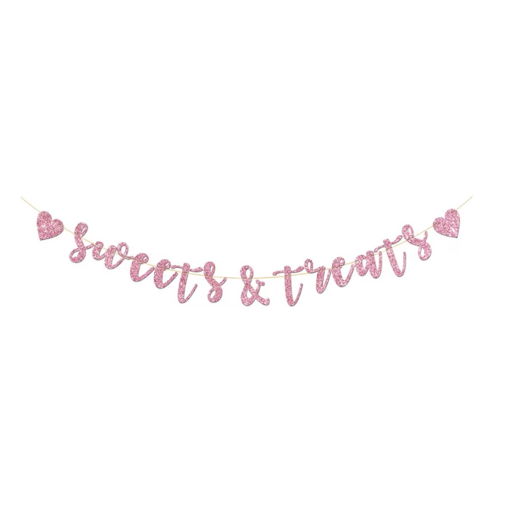 "Sweets & Treats" Pink Glitter Banner
