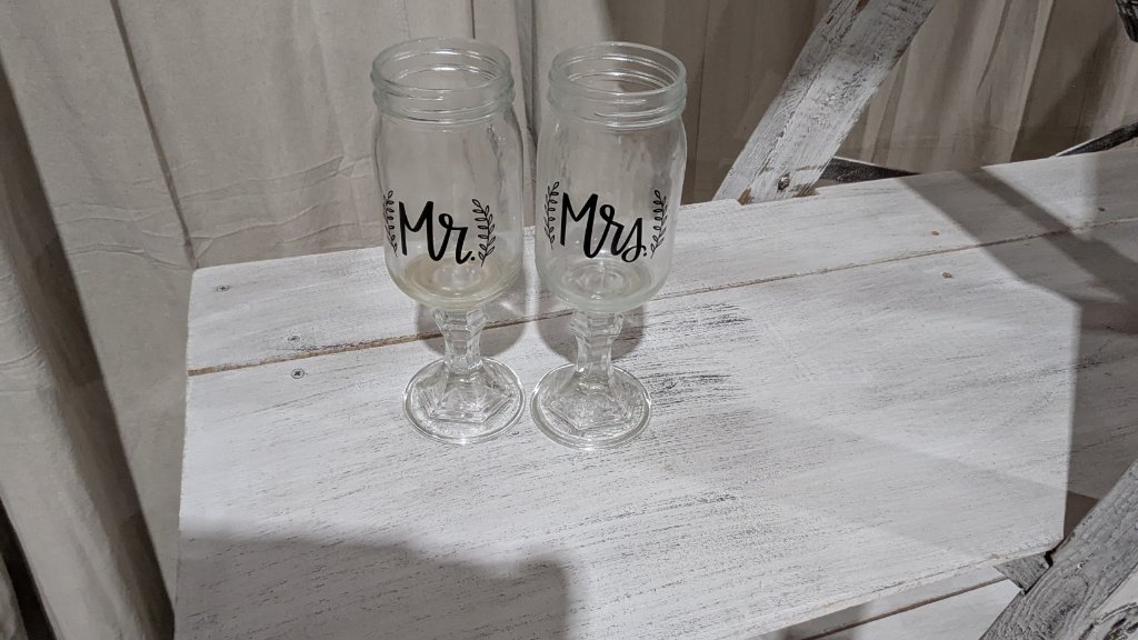 Mr. & Mrs. Mason Jar Toasting Glasses