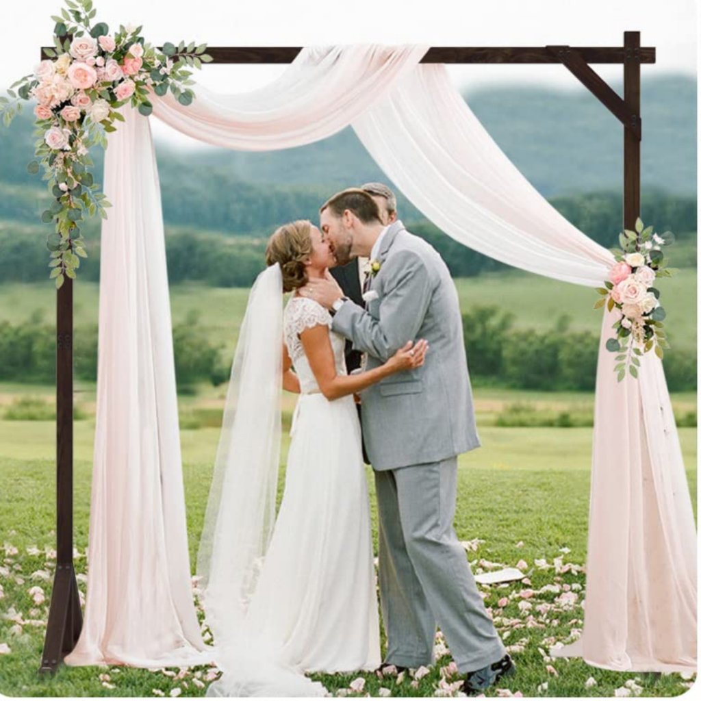 Dark Walnut Square Wedding Arch – Blush & Garden Floral