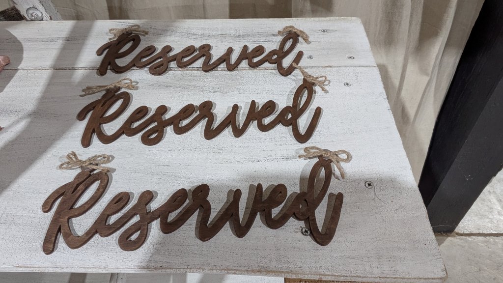 Wood Script "Reserved" Signs (Set of 3)