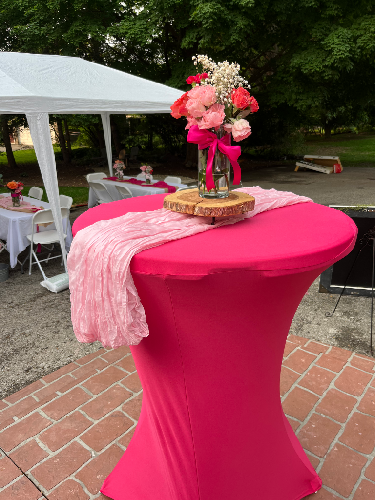 Hot Pink Spandex Cocktail Table Cover