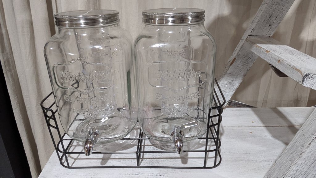 Dual Glass Beverage Dispensers with Stand