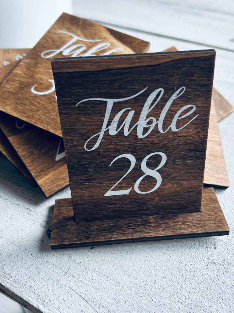 Wood Table Number Signs (Set)