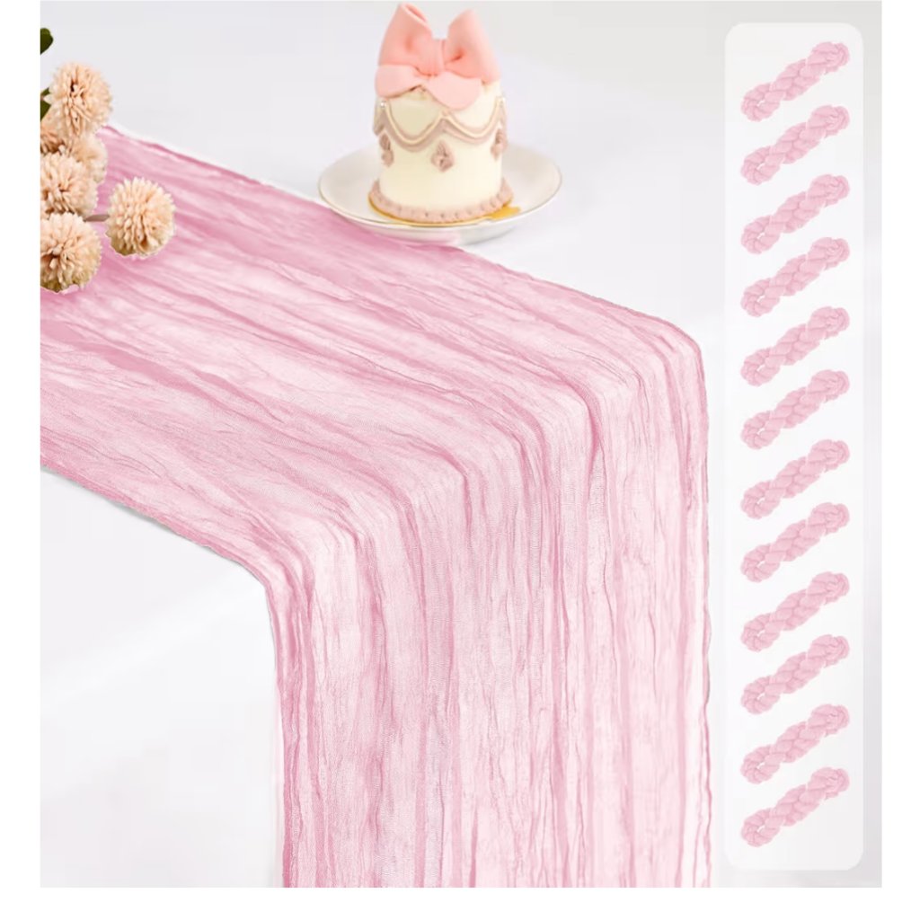 Pink Cheesecloth Table Runner