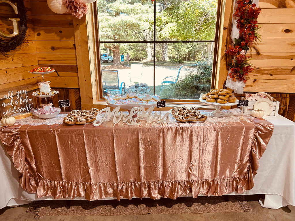 Dusty Rose Ruffled Satin Tablecloth
