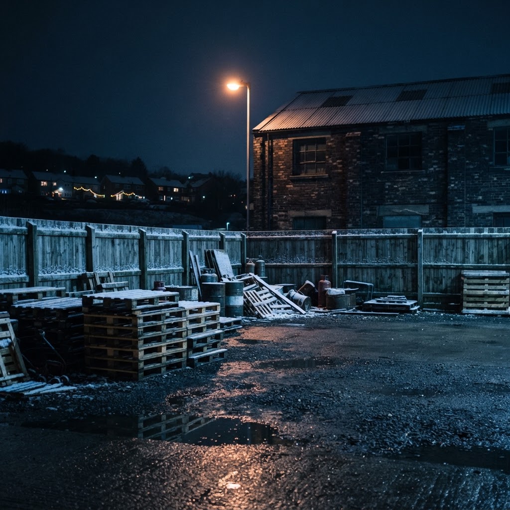 Snow-dusted yard closed for the Christmas shutdown