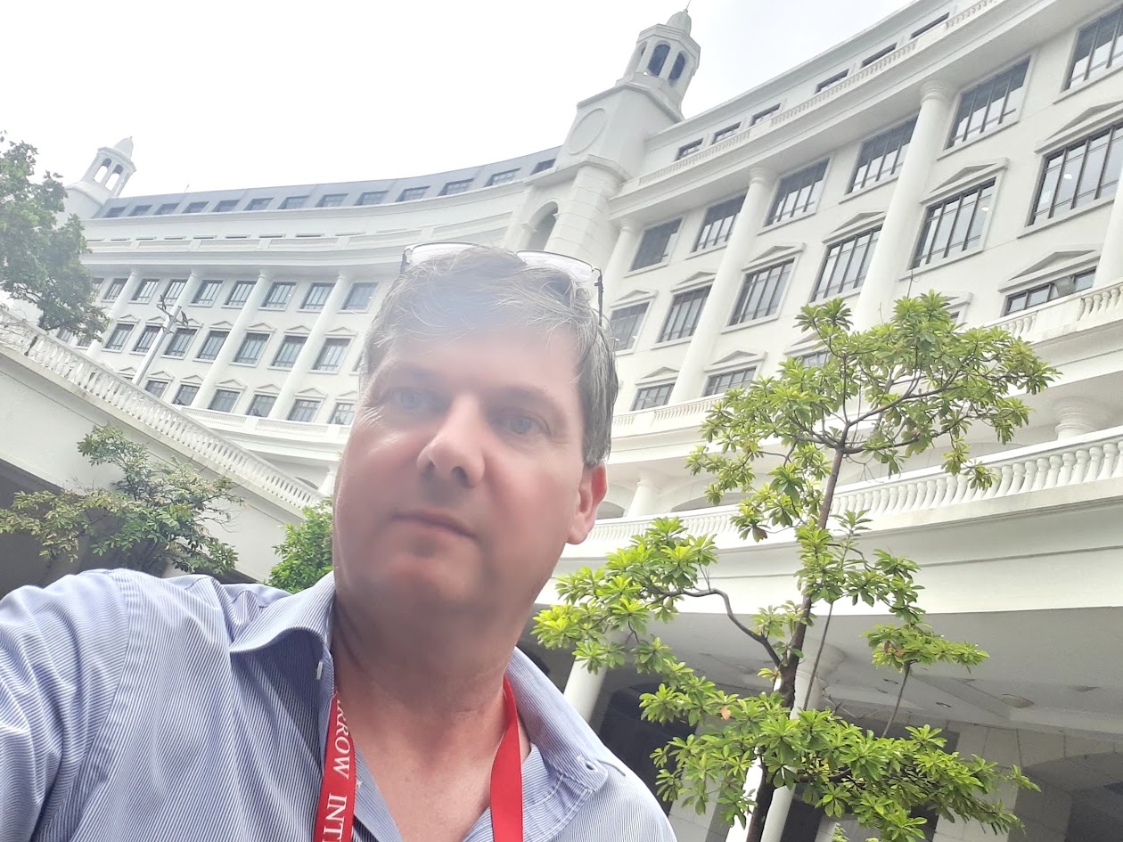 ImageDeep founder outside Harrow International School Hong Kong after install