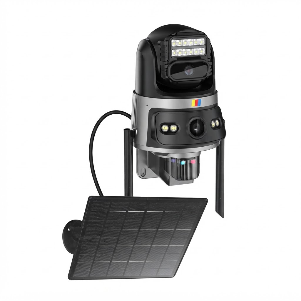 Battery-powered solar security camera — all-in-one gate unit