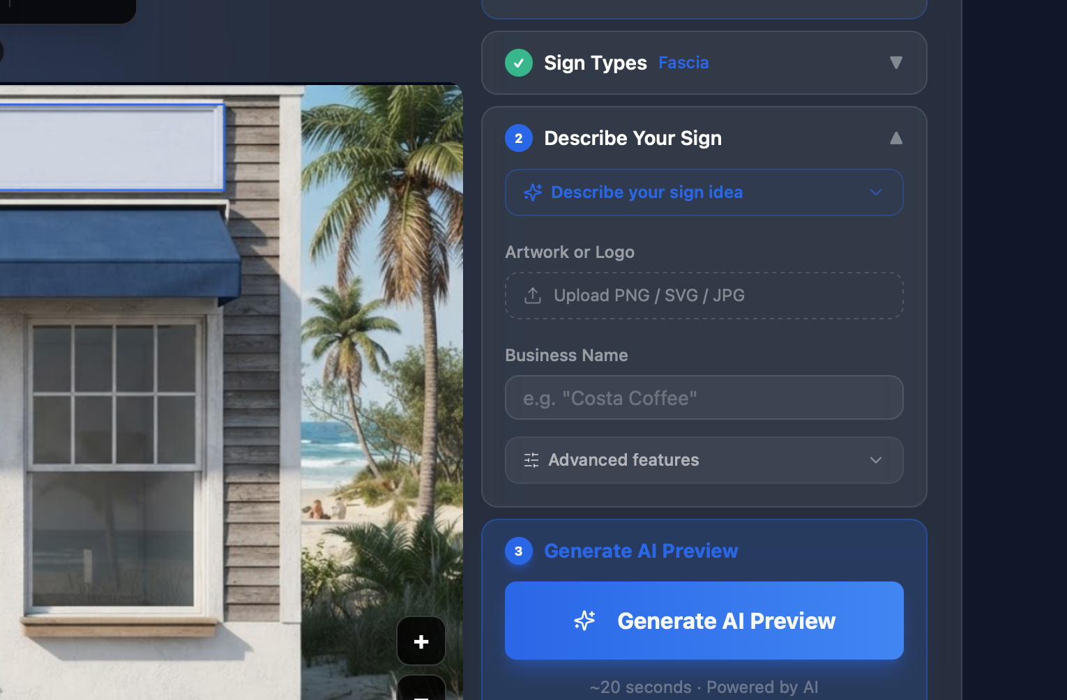 Upload logos to place on the building