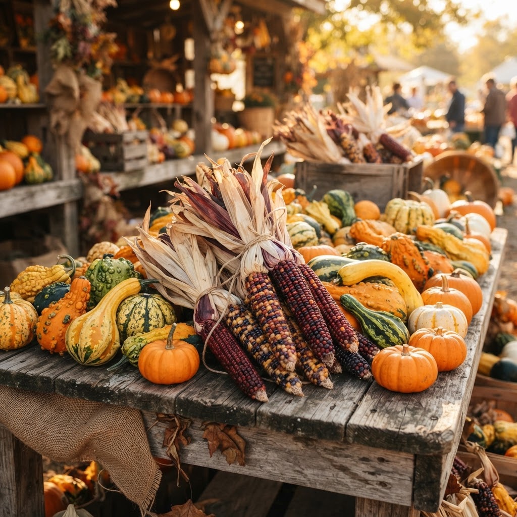 Deck Your Porch with Indian Corn and Gourds This Autumn